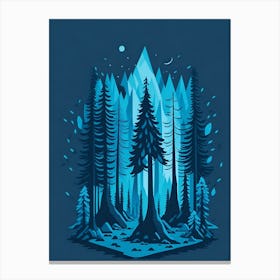 A Fantasy Forest At Night In Blue Theme 90 Canvas Print