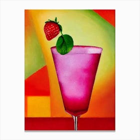 Frozen Strawberry Margarita Paul Klee Inspired Abstract Cocktail Poster Canvas Print