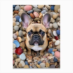 French bulldog on the beach 1 Canvas Print