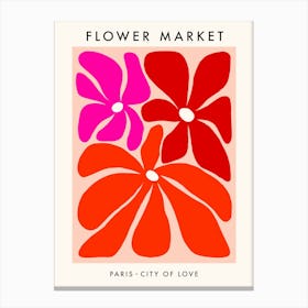 Flower Market - Paris Love pink red Canvas Print