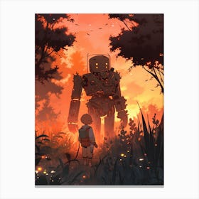 Boy And The Bot Canvas Print