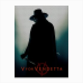 V For Vendetta In A Pixel Dots Art Style Canvas Print