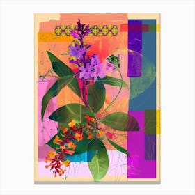 Lantana 3 Neon Flower Collage Canvas Print