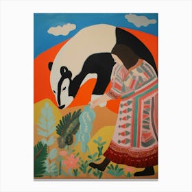 Maximalist Animal Painting Badger 6 Canvas Print