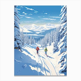 Big Sky Resort   Montana Usa, Ski Resort Illustration 2 Canvas Print