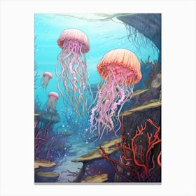 Irukandji Jellyfish Cartoon 4 Canvas Print