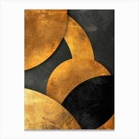 Abstract Gold Circles On Black Background Canvas Print