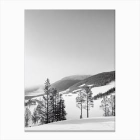 Hemsedal, Norway Black And White Skiing Poster Canvas Print