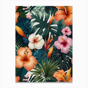 Tropical Floral Seamless Pattern Canvas Print