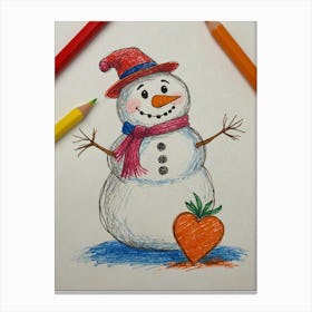 Snowman Drawing 3 Canvas Print