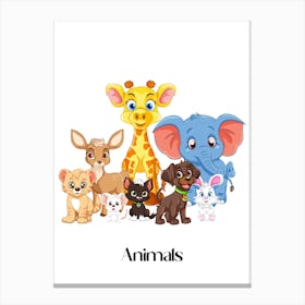 45.Beautiful jungle animals. Fun. Play. Souvenir photo. World Animal Day. Nursery rooms. Children: Decorate the place to make it look more beautiful. Canvas Print