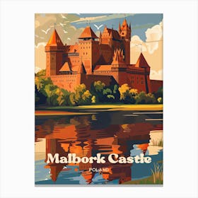 Malbork Castle Poland Vintage Travel Illustration Canvas Print