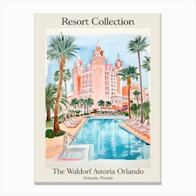 Poster Of The Waldorf Astoria Orlando   Orlando, Florida   Resort Collection Storybook Illustration 4 Canvas Print