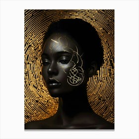 Black Woman With Gold Face Painting Canvas Print