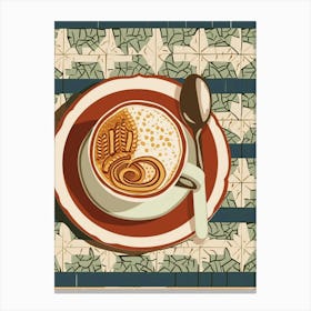 Cappucino On A Tiled Background Canvas Print