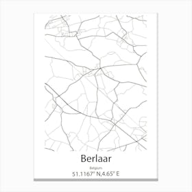 Berlaar,Belgium Minimalist Map Canvas Print