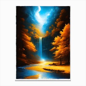 Waterfall In The Moonlight Canvas Print