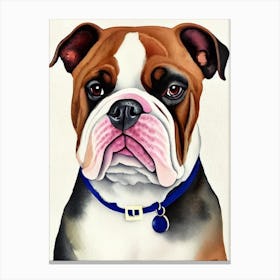 Bulldog 3 Watercolour dog Canvas Print