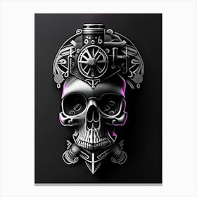 Skull With Geometric 2 Designs Pink Stream Punk Canvas Print