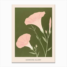 Pink & Green Morning Glory 3 Flower Poster Canvas Print