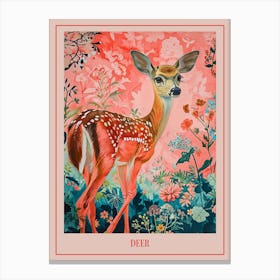 Floral Animal Painting Deer 1 Poster Canvas Print
