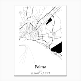 Palma,Spain Minimalist Map Canvas Print