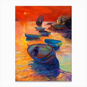 Boats At Sunset Canvas Print