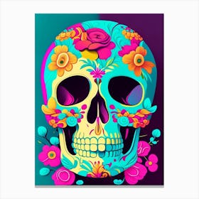 Skull With Floral Patterns 1 Pastel Pop Art Canvas Print