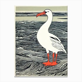 Albatross 2 Linocut Bird Canvas Print