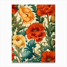 Poppies Seamless Pattern 1 Canvas Print