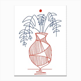 Plant In Red Vase Canvas Print