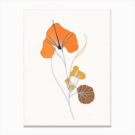 Nasturtium Floral Minimal Line Drawing 1 Flower Canvas Print