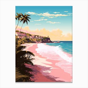 An Illustration In Pink Tones Of  Grand Anse Beach Grenada 4 Canvas Print