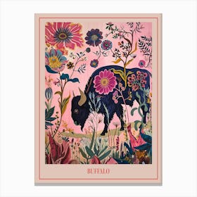 Floral Animal Painting Buffalo 4 Poster Canvas Print