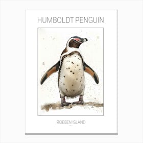 Humboldt Penguin Robben Island Watercolour Painting 4 Poster Canvas Print