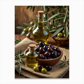 Olive Oil And Olives Canvas Print