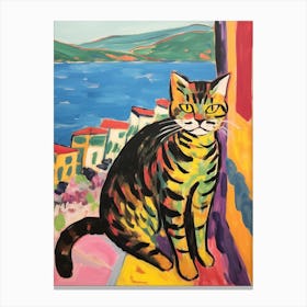 Painting Of A Cat In Trieste Italy 3 Canvas Print