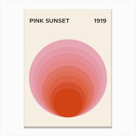 Pink Sunset abstract art, geometric, exhibition, cool, circles, vibes, Bauhaus, vintage, retro, preppy, minimal, aesthetic, dorm, decor, funky, groovy Canvas Print