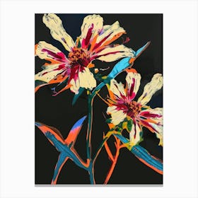 Neon Flowers On Black Gaillardia 3 Canvas Print