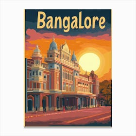 Aihrgdesign A Mid Century Modern Travel Poster For Bangalore 2 Canvas Print