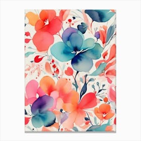 Watercolor Floral Pattern Canvas Print