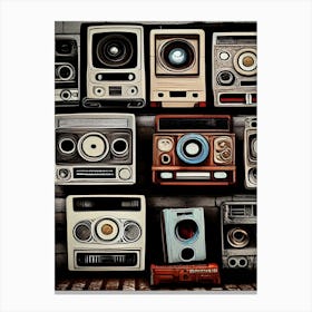 Retro Cameras Old Vintage Antique Technology Wallpaper Retrospective Canvas Print