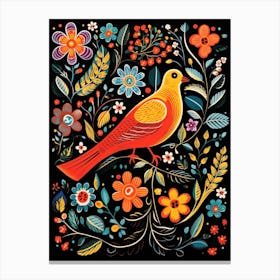 Folk Bird Illustration Pigeon 2 Canvas Print