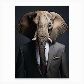 African Elephant Wearing A Suit 2 Canvas Print