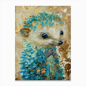 Baby Hedgehog Gold Effect Collage 2 Canvas Print
