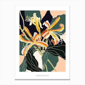 Colourful Flower Illustration Poster Honeysuckle 3 Canvas Print