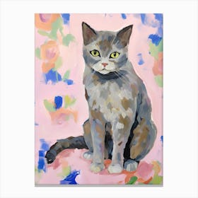 A British Shorthair, Cat Painting, Impressionist Painting 1 Canvas Print