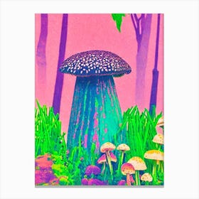 Mushroom 2 Risograph Retro Poster vegetable Canvas Print