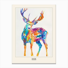 Deer Colourful Watercolour 2 Poster Canvas Print