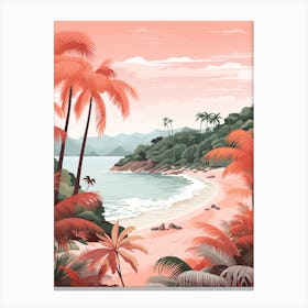 An Illustration In Pink Tones Of Pasir Panjang Beach Redang 4 Canvas Print